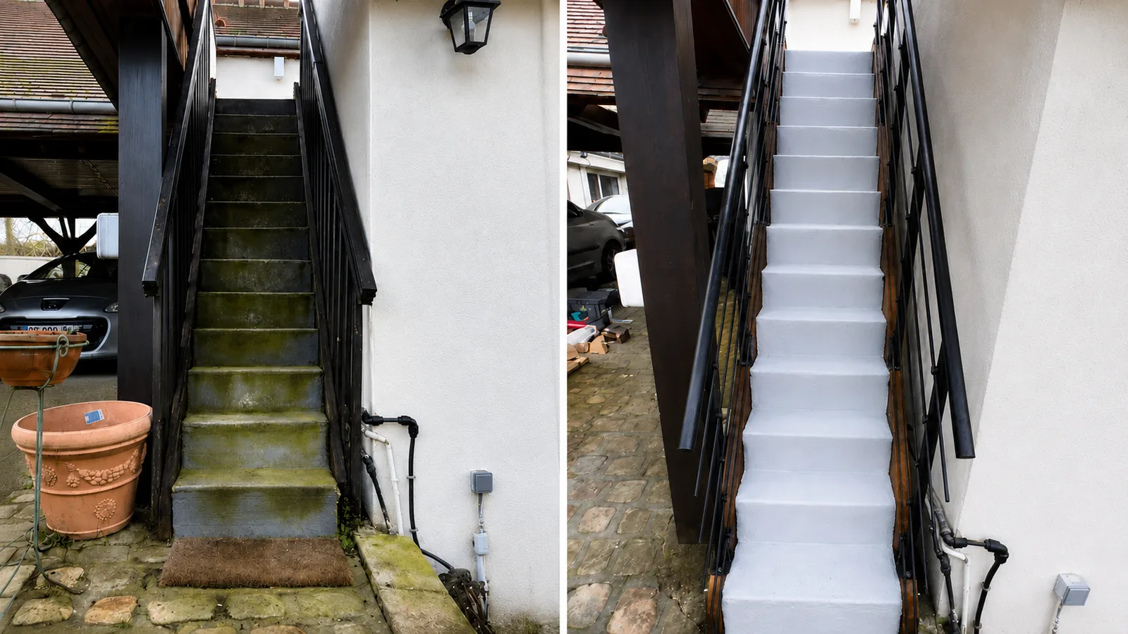 Avant apres escalier et interieur renove