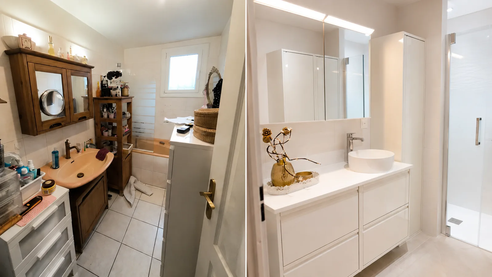 Avant apres salle de bain lumineuse