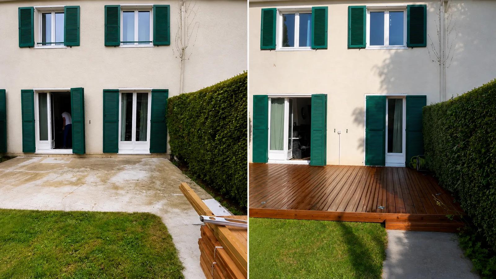 Avant apres terrasse et facade contemporaine